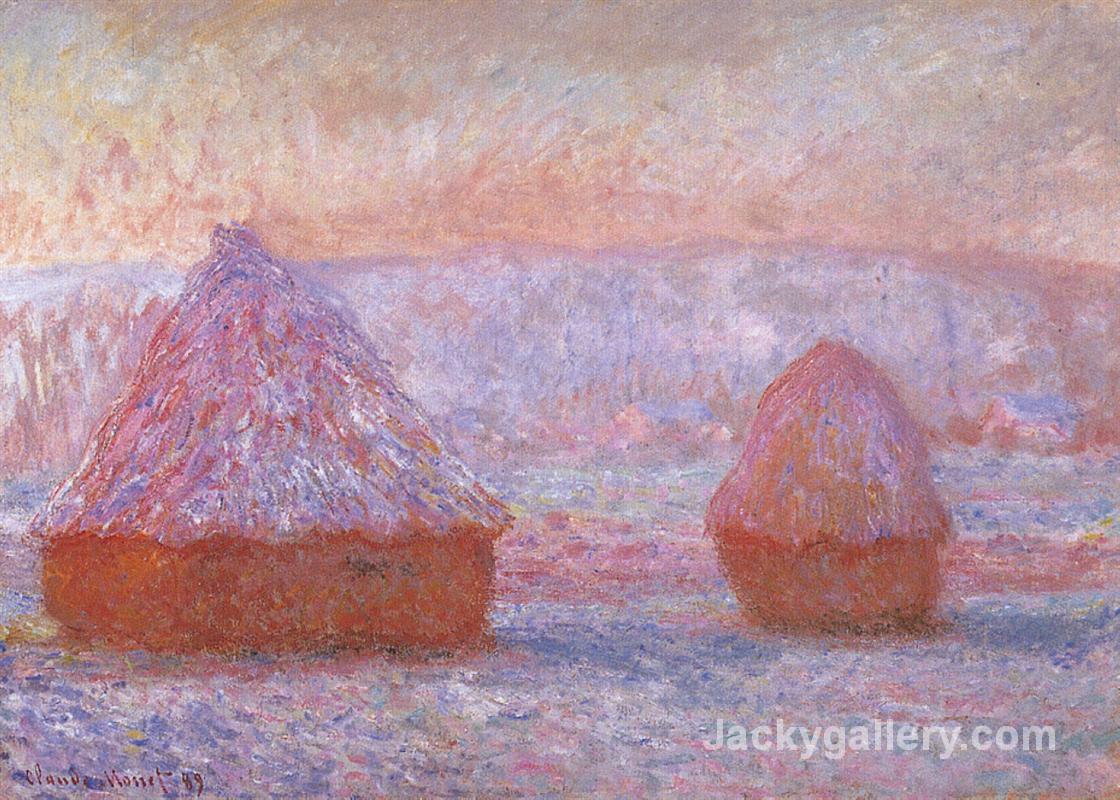 Grainstacks at Giverny, Morning Effect by Claude Monet paintings reproduction